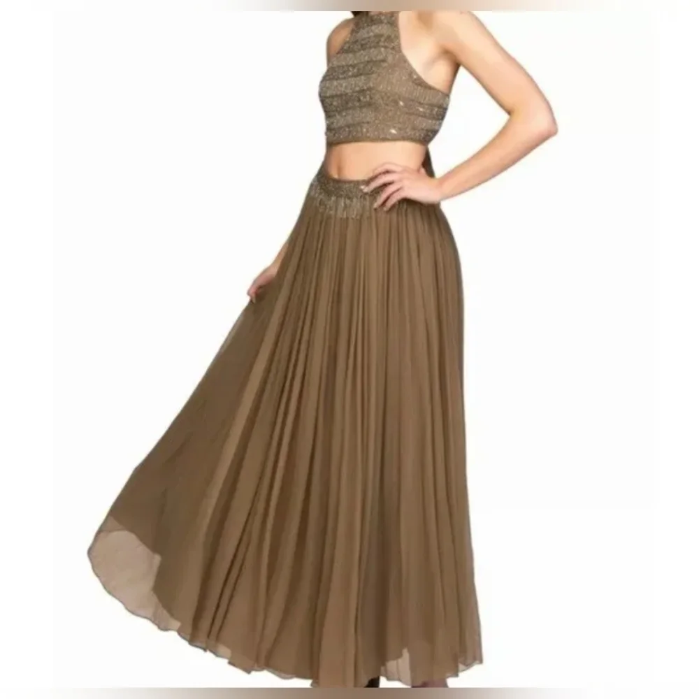 Free People Dew Drop Beaded Embellished Chiffon Maxi Skirt 2
